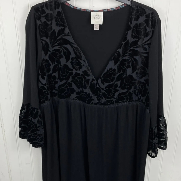 Knox Rose Dresses & Skirts - Knox Rose Long Black BoHo Style Tunic/Dress Size XXL Bell Sleeve